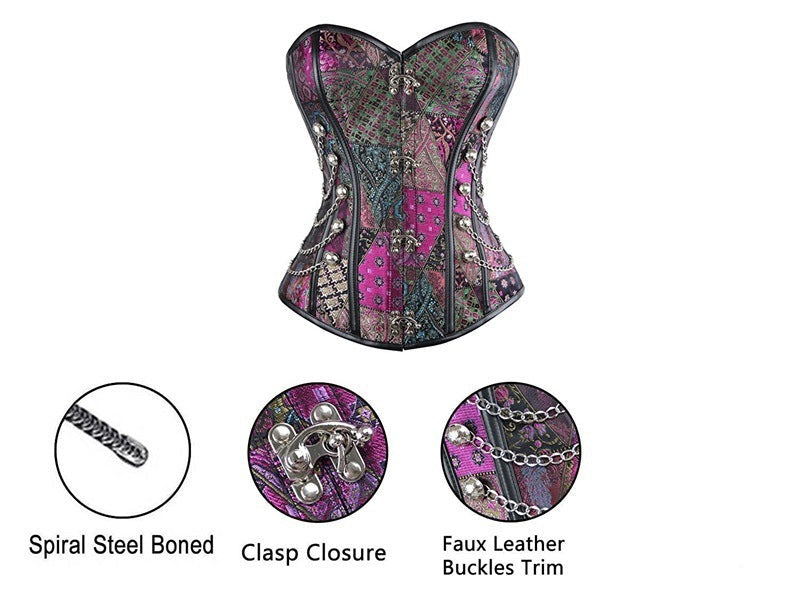 Steampunk Corset Purple Gray Overbust