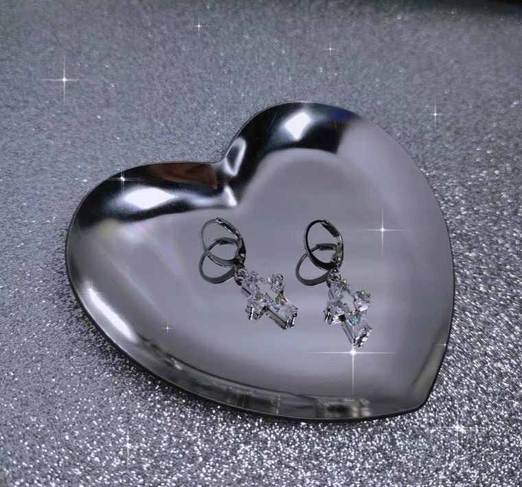 Small Transparent Cross Earrings