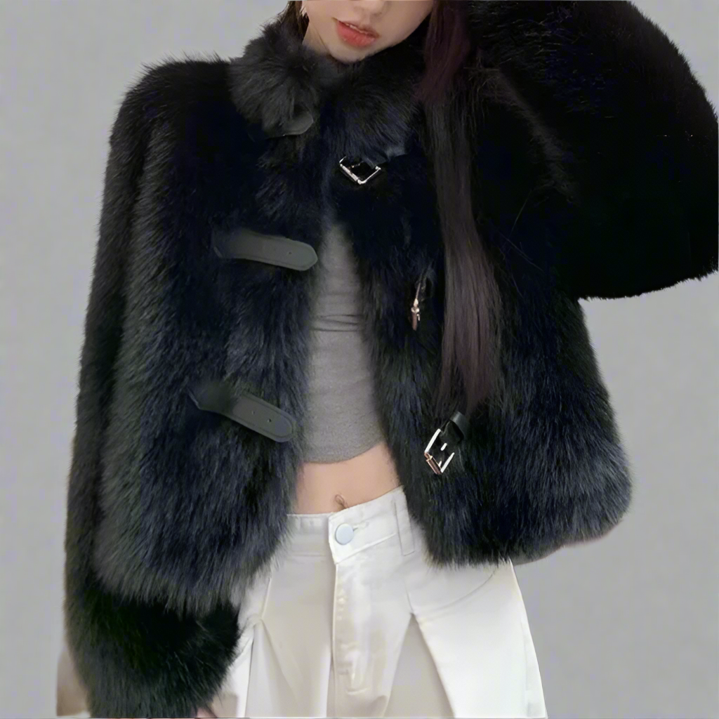 Vegan Leather Goth Fur Jacket