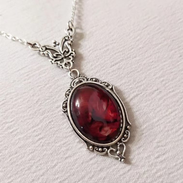 Victorian Goth Crystal Pendant Necklace