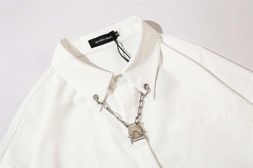 White Goth Shirt Mens with Tie