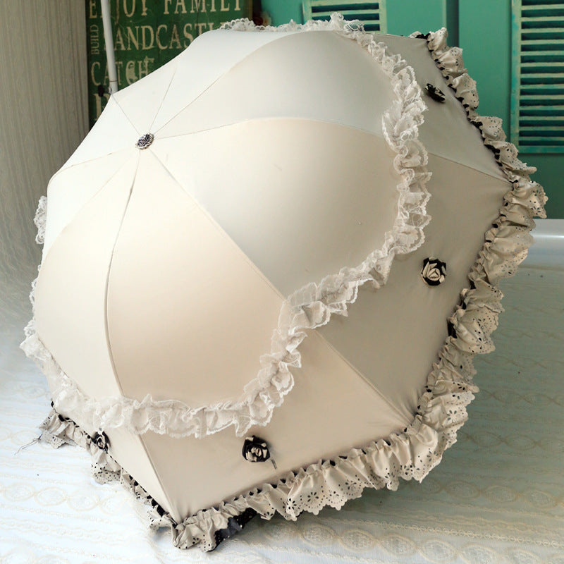 White Lolita Goth Parasol roses
