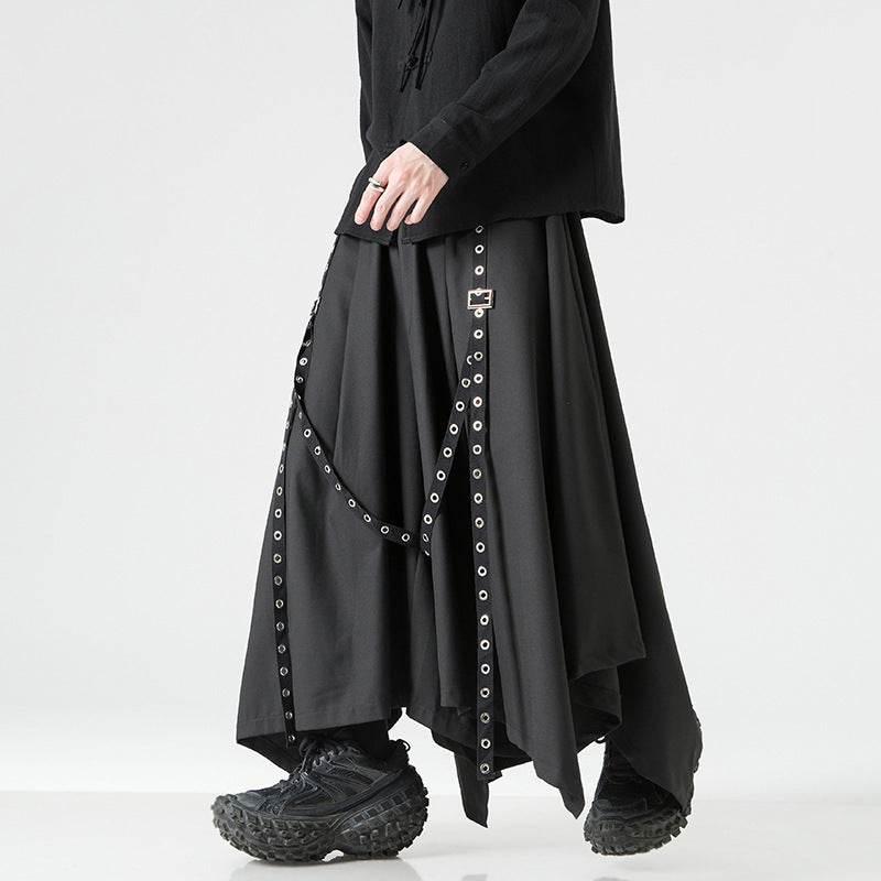 Wide Black Alternative Skirt for Men