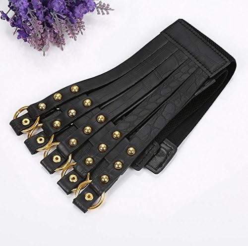 Wide Goth Multi Layer Belt crocodile Leather Womens