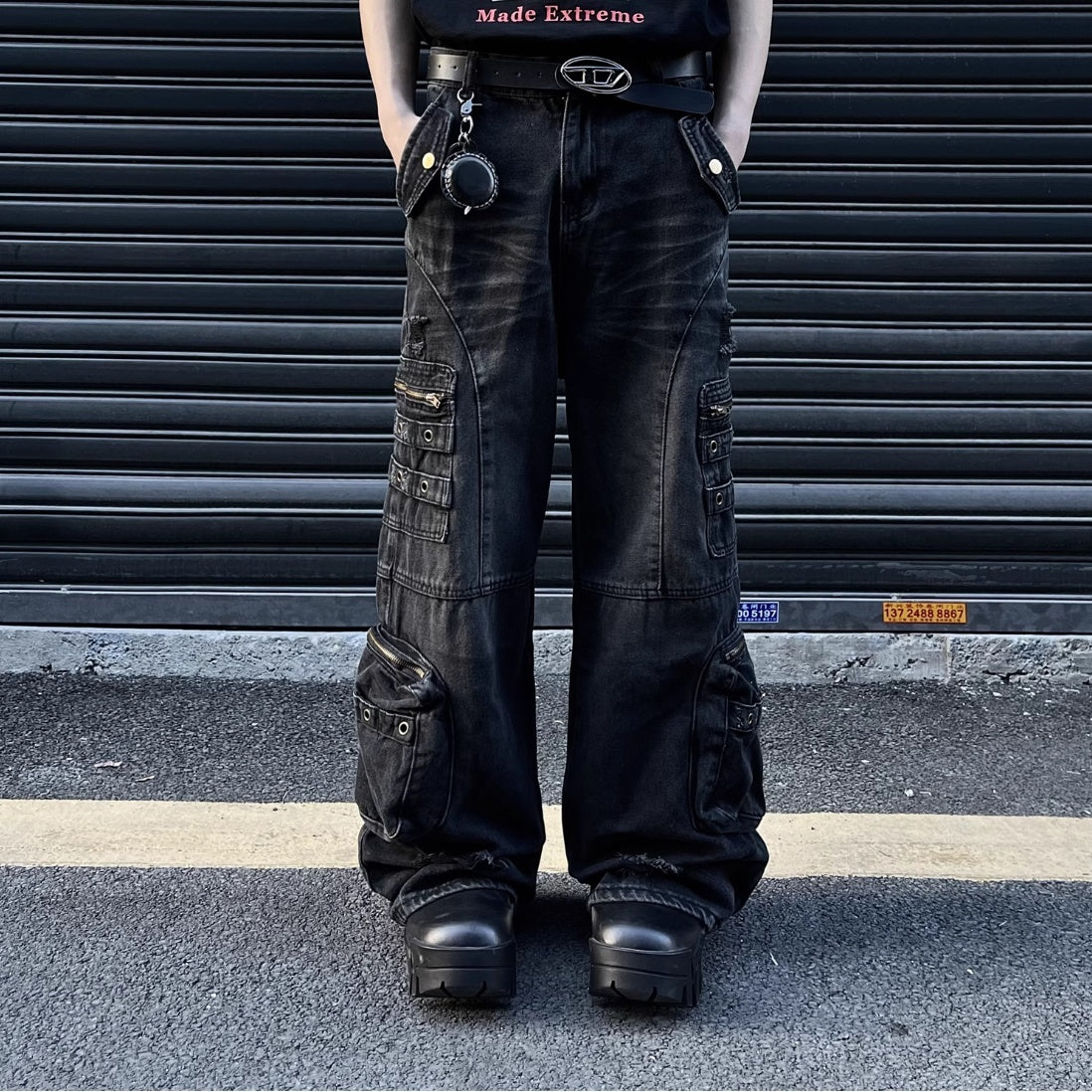 Wide Leg Black Jeans for Men