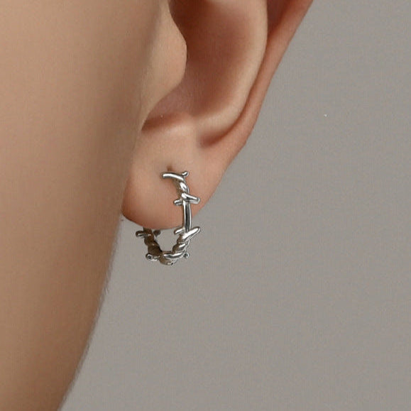 Dark Barbed Wire Hoop Earrings