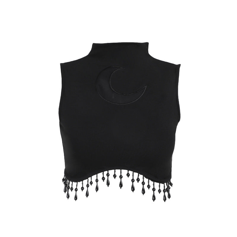 Witch Crop Top with Moon half Design