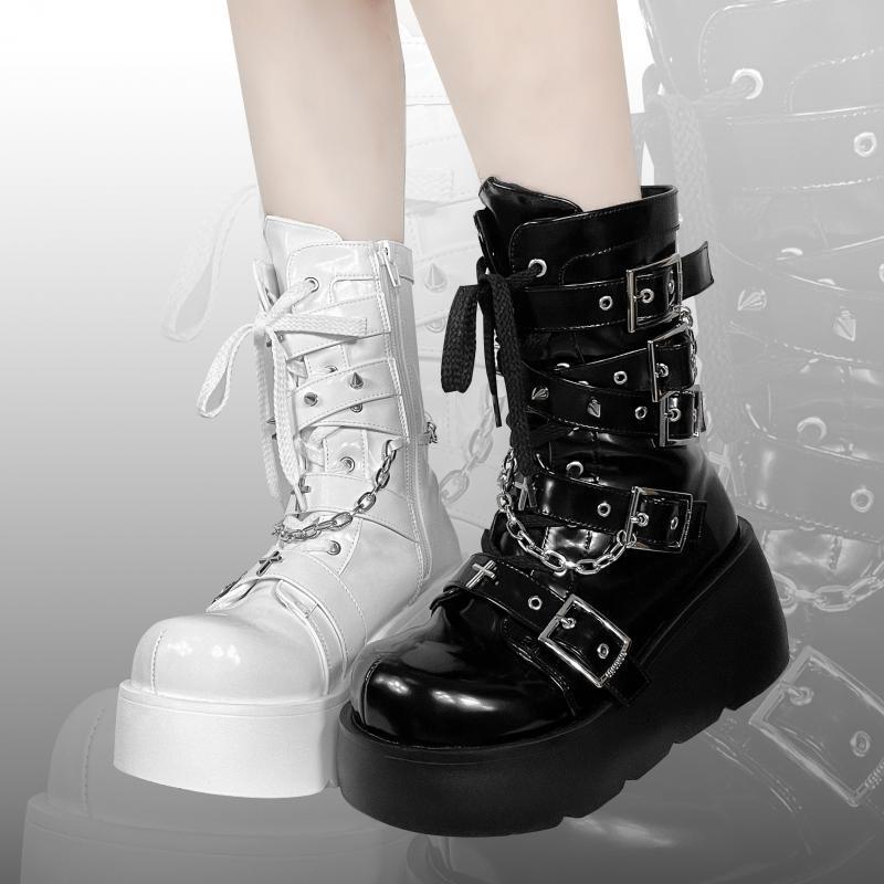 Women Goth Boots with Cross