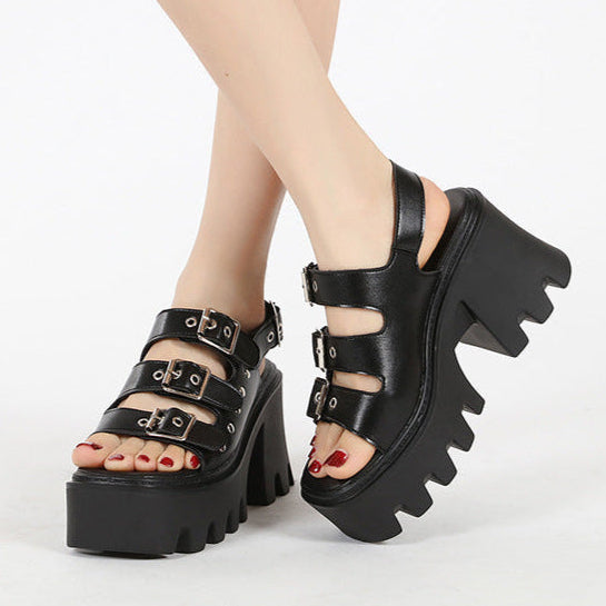 Womens Goth Sandals with High Heel