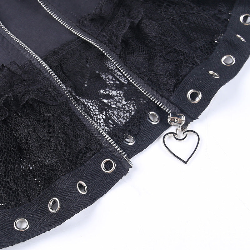 Goth Zipper Short Poodle Skirt