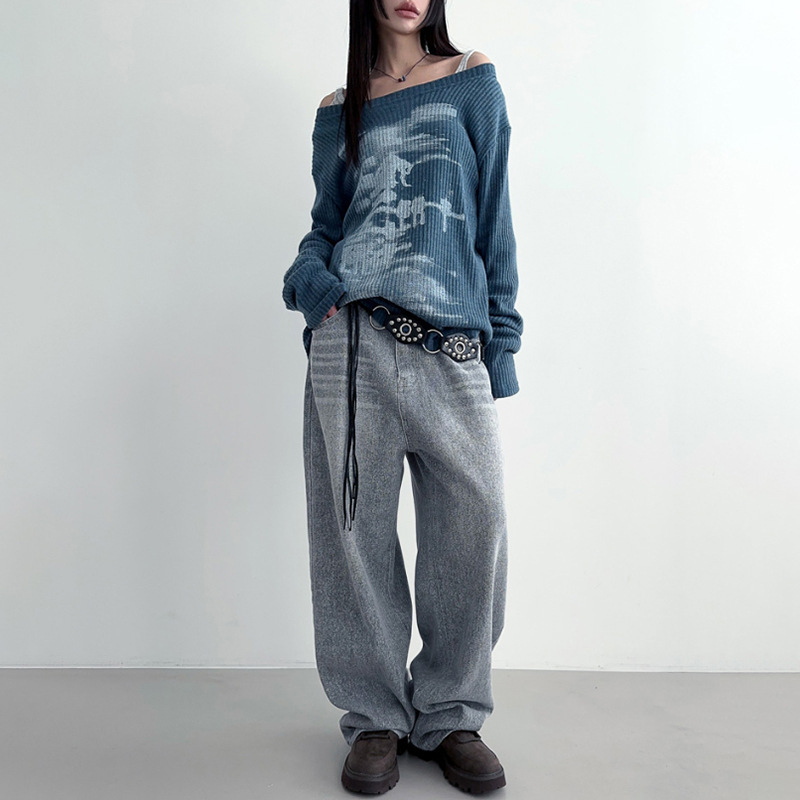 alt Goth Knitted Blouse Long Sleeves