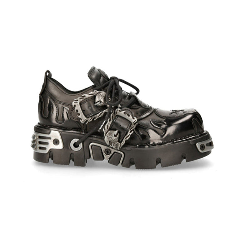 alt Skull Sneakers Goth Black Vegan Leather