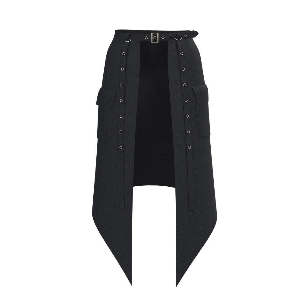 punk Asymmetric Shorts with Removable Skirt