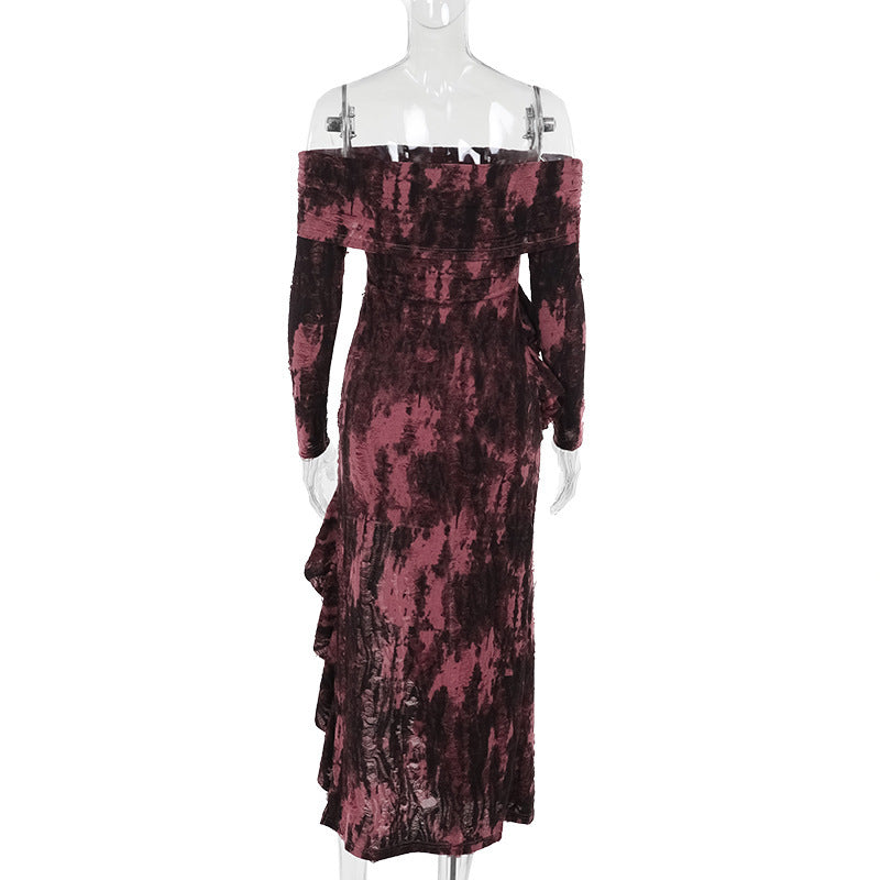 Long Goth Dress with High-Slit
