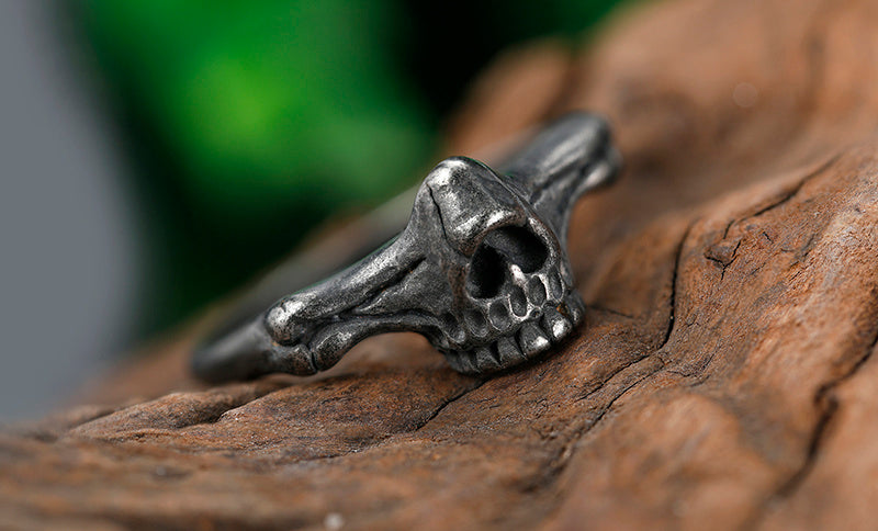 alternative dark Small Skull Ring - Unisex Bottom Teeth Skull Ring