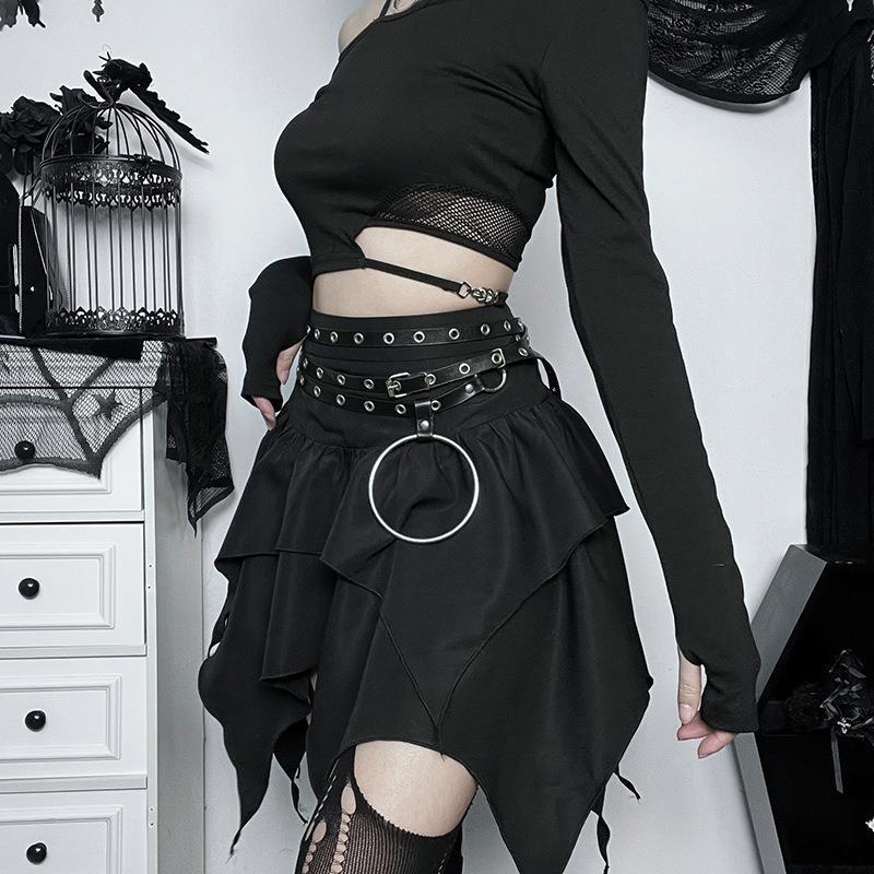 Bat Skirt Black Goth asymmetric