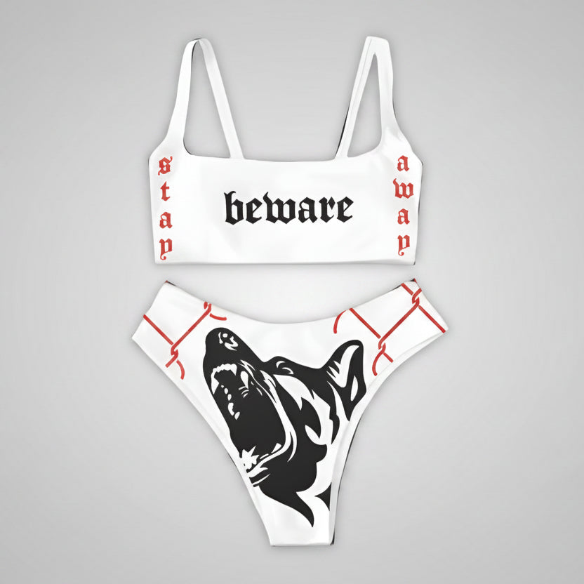 barking "Beware" Punk Bikini Set