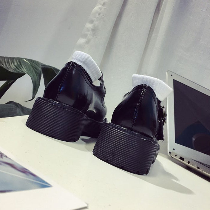 black Goth Mary Jane Shoes Chunky Platforms