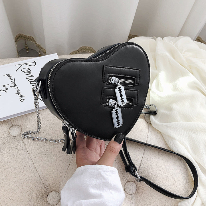black Gothic Heart Bag with Razor Blades