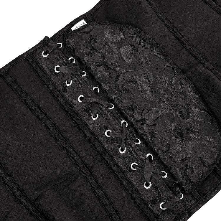 black Gothic Lace Ruffle Corset Top