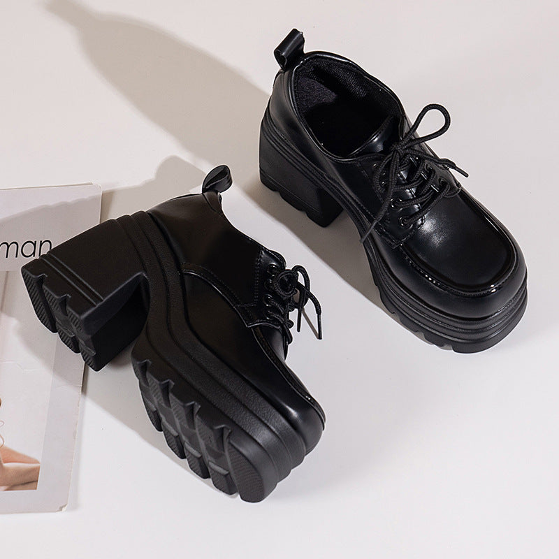 black Gothic Oxford Loafer Platform Heels