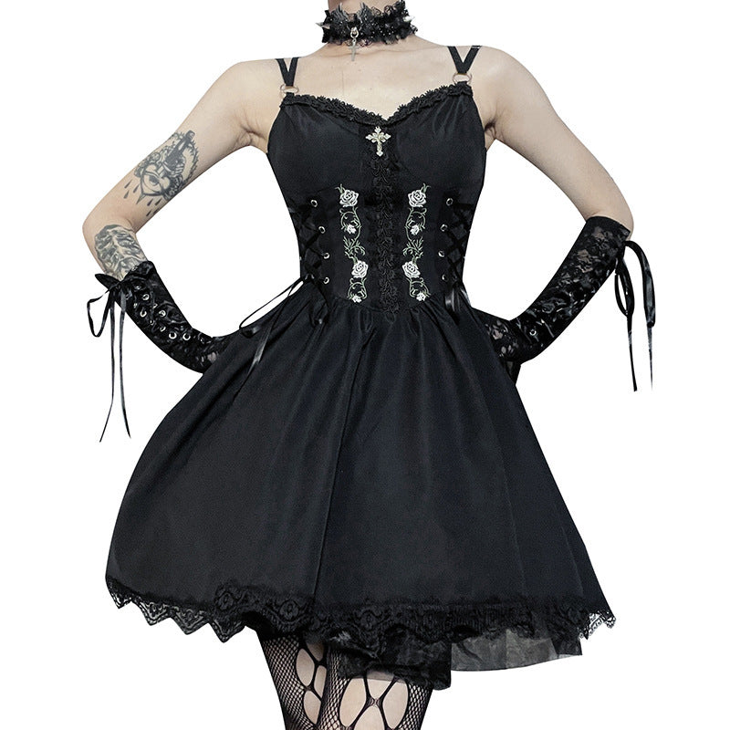 black Gothic Summer Dress with Corset