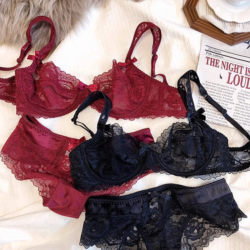 black Gothic Underwear Set Lace