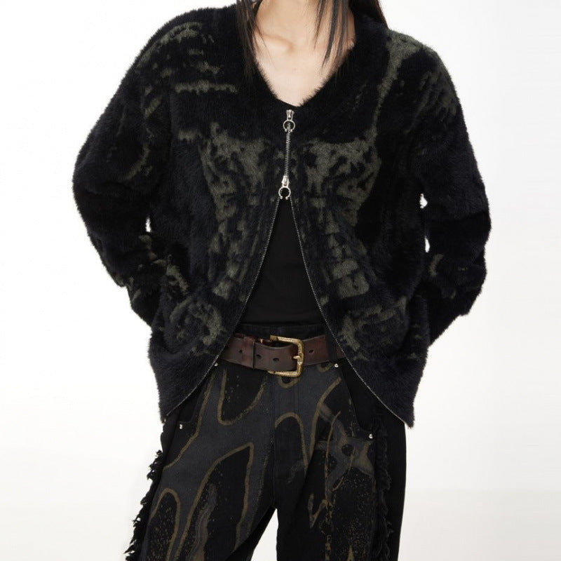 Gothic Zip Up Cardigan for Women black