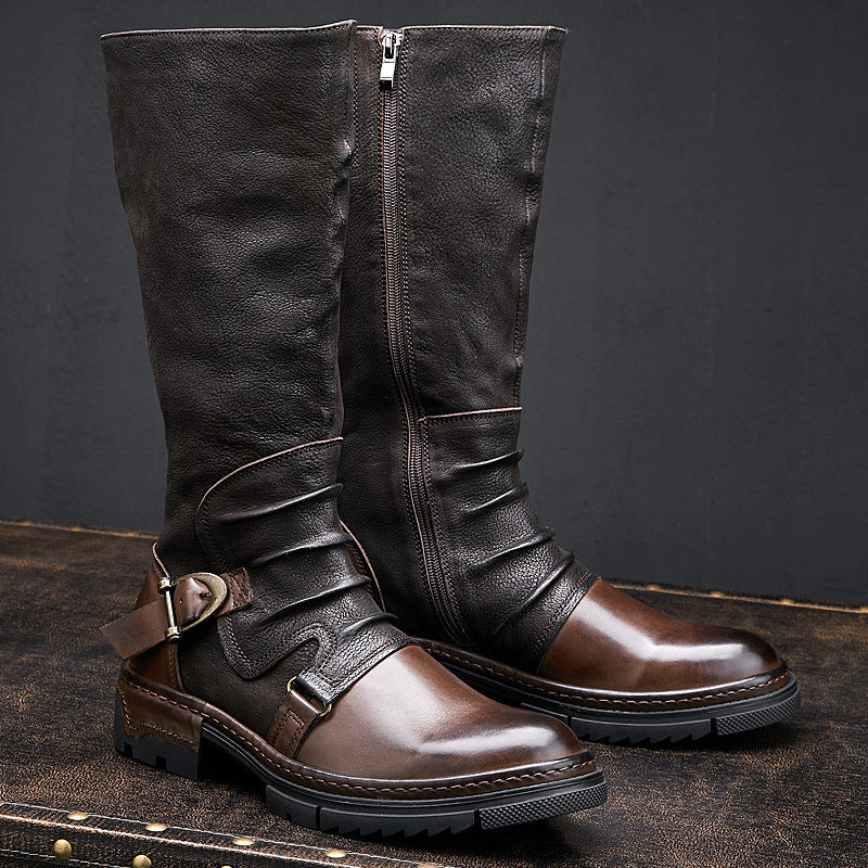 black High Leather Boots for Men