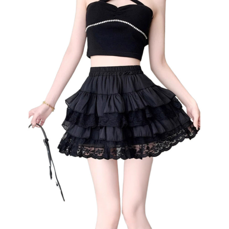 Ruffle Goth Mini Skirt with Built In Shorts