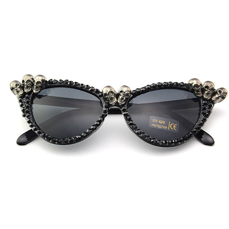 black Skull Sunglasses Gothic Cat Eye