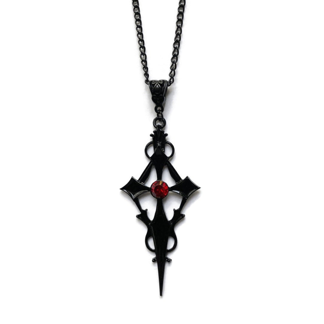 black Vampire Cross Necklace