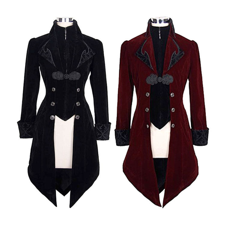 black Vampire Goth Victorian Coat Tuxedo Womens