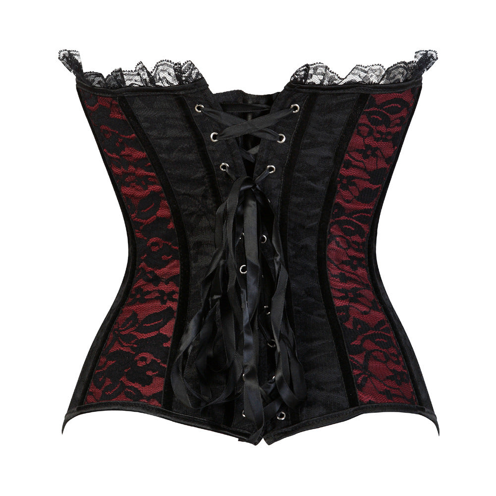 black red Goth Vampire Corset with Lace