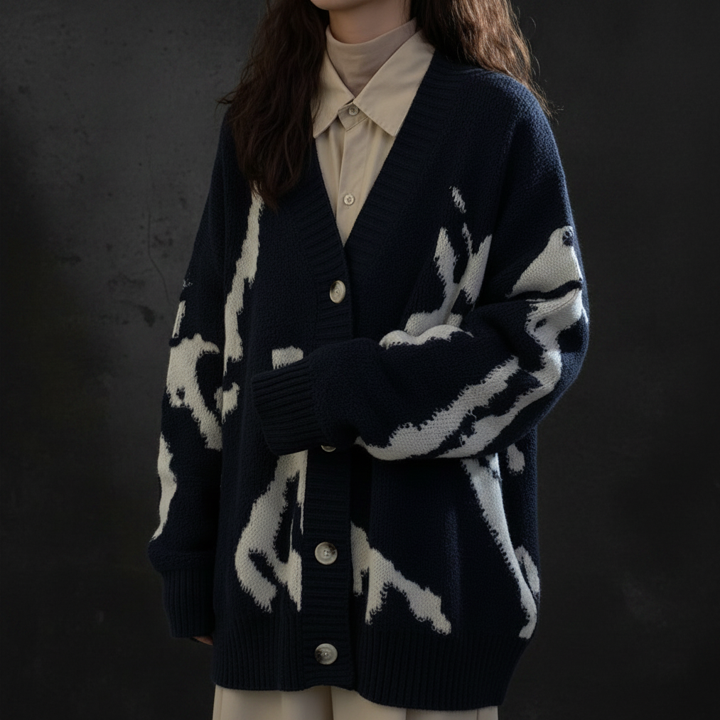Alternative Cardigan Sweater Black White Womens