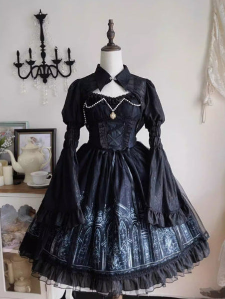 blue black Gothic Lolita Dress