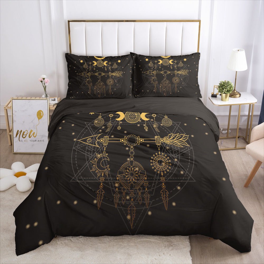 bohemian goth Black Witchy Moon and Stars Bedding Set