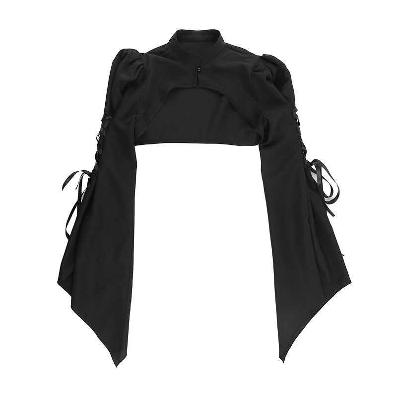 bows Gothic Shrug Black with Bell Sleeves