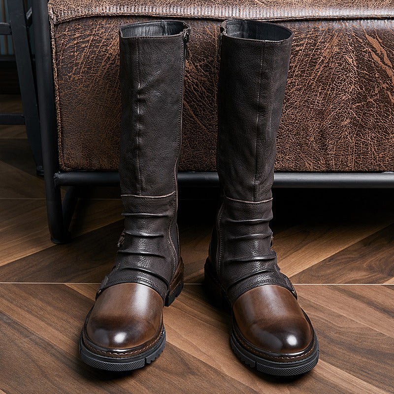 brown High Leather Boots for Men