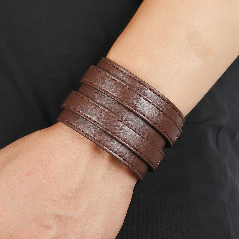 brown Black Wrist Band - Gothic Leather Wrist Strap