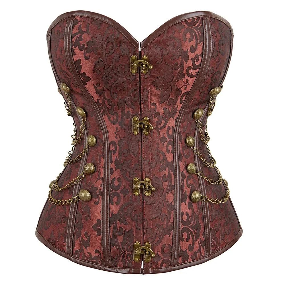 brown Steampunk Corset with Chains
