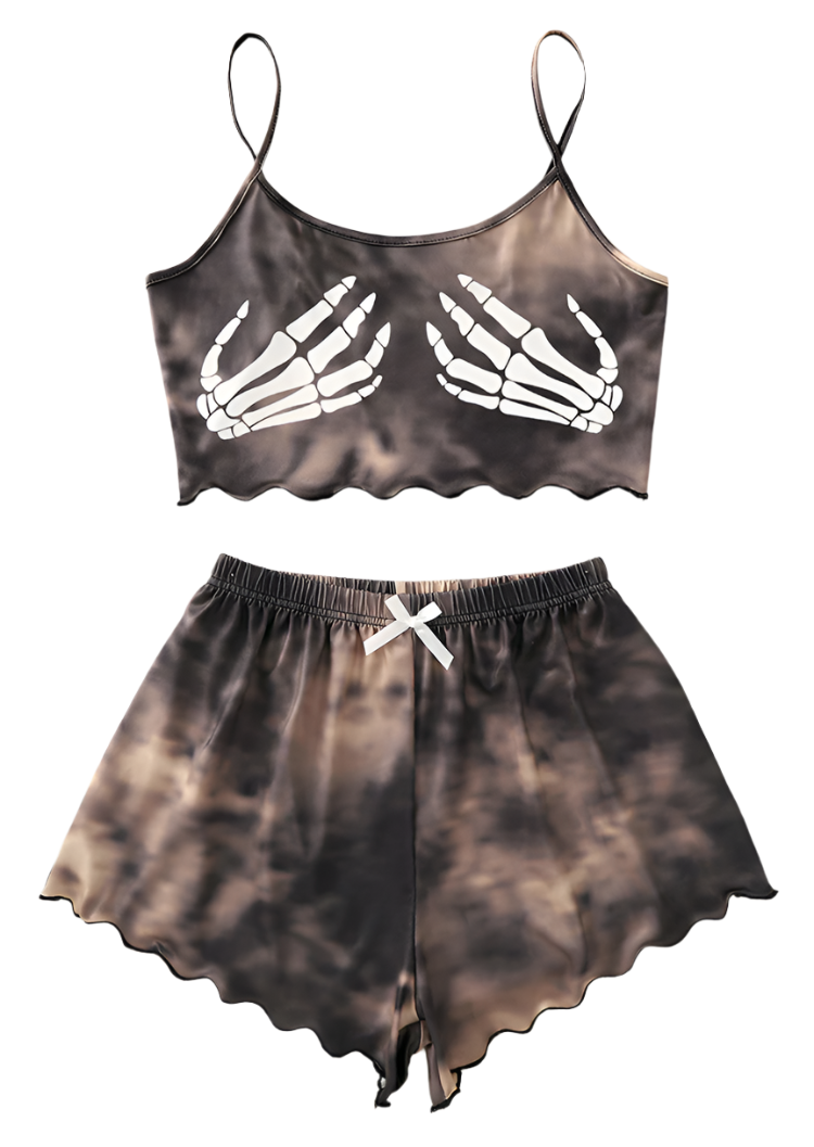 Skeleton Two Piece Pajama Set womens 