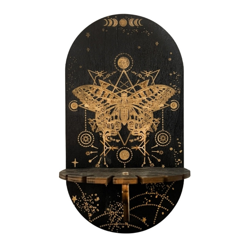 butterfly Wooden Black Crystal Display Shelf