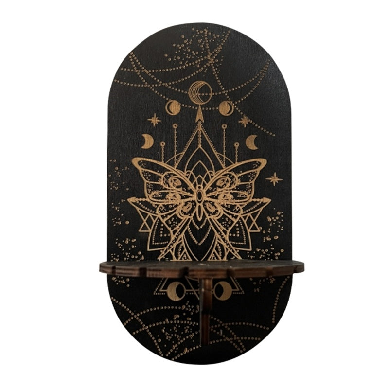 butterfly Wooden Black Crystal Display Shelf