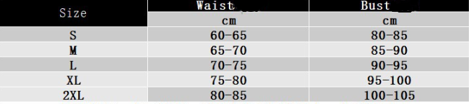 corset with straps size guide