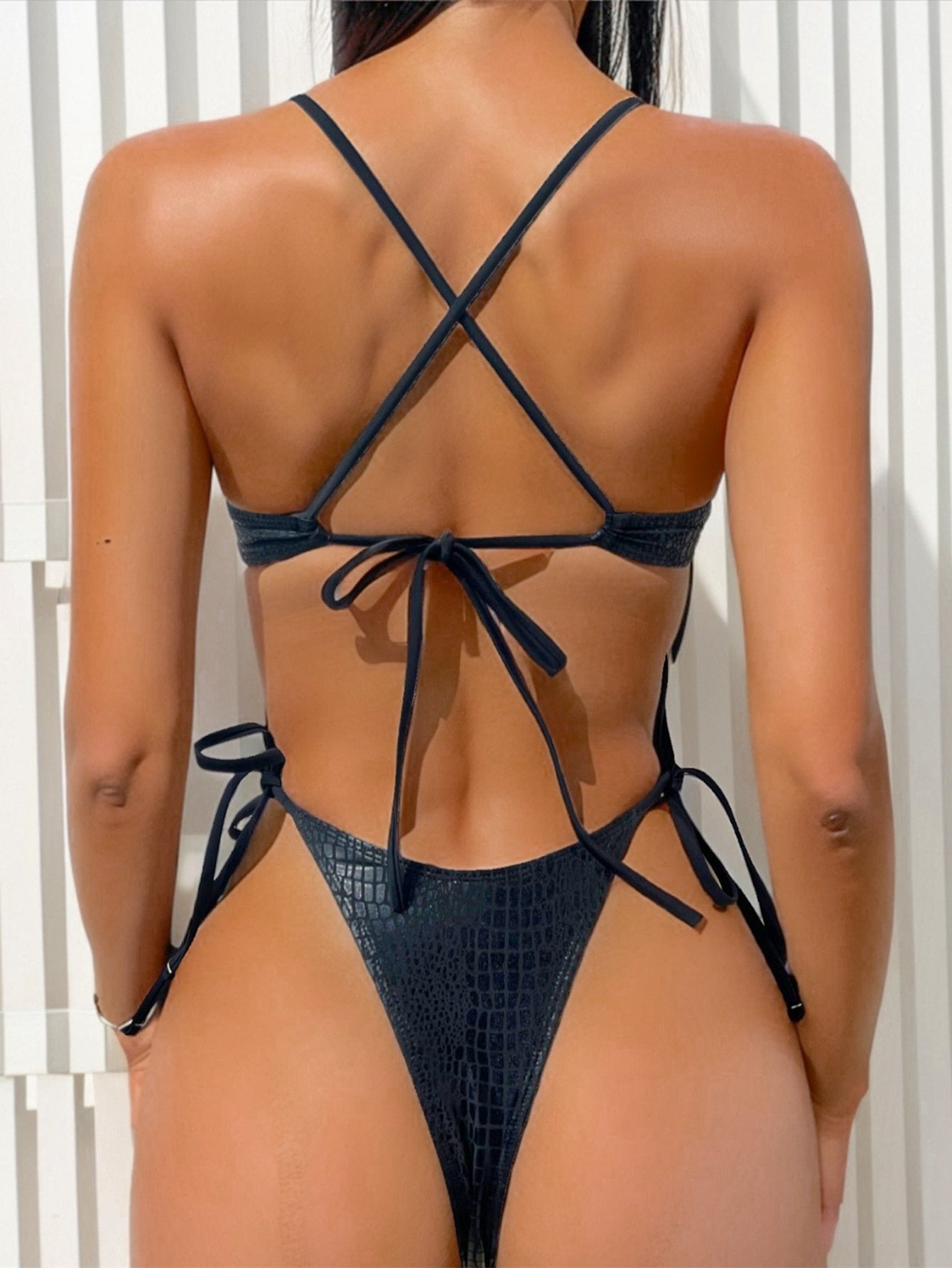 crocodile Shiny Goth One Piece Swimsuit