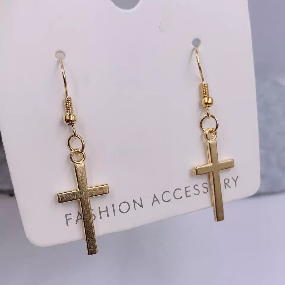 Small Cross Dangle Earrings