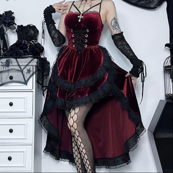 cross Red Gothic Prom Dress