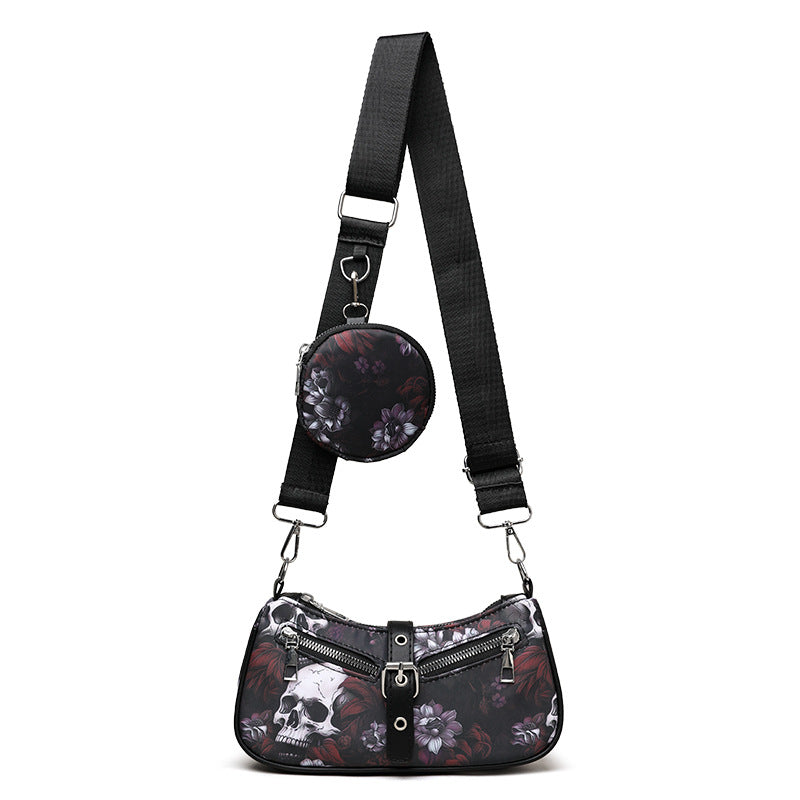 cross body Floral Skull Casual Goth Bag Womens