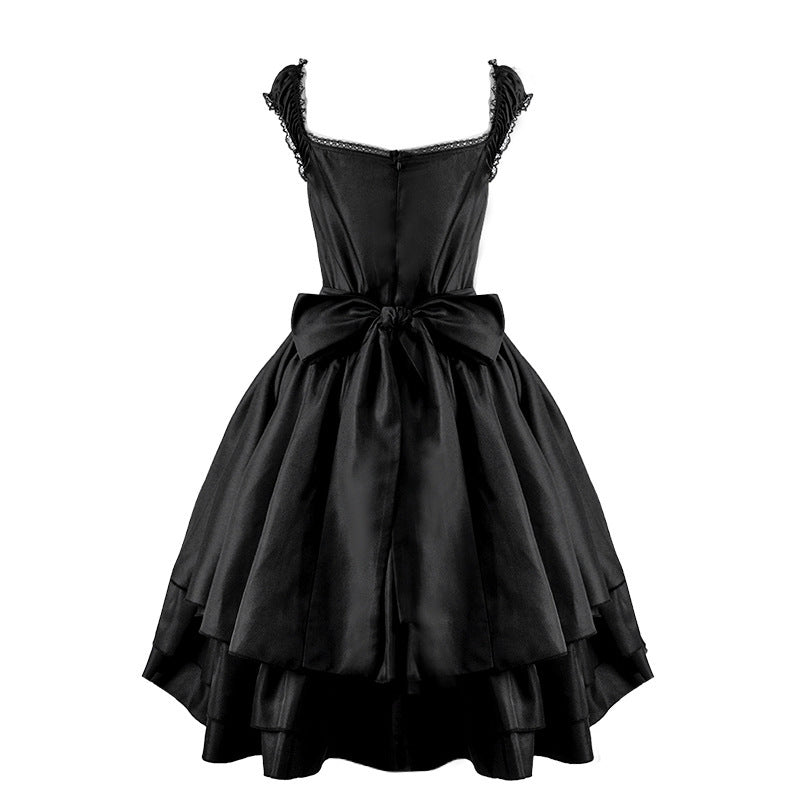 cute Goth Lolita Dress Black with Bow